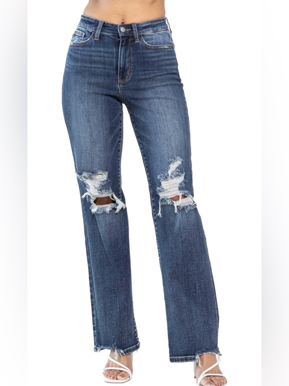 Judy Blue Distressed Straight Fit Jeans - Size 7/28